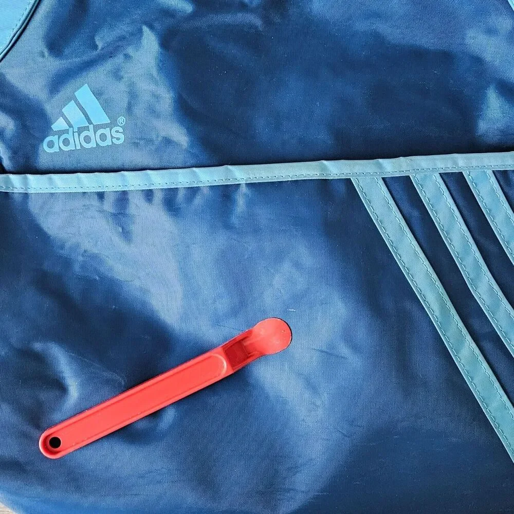 Adidas Blue Nylon Tote Shoulder‎ Gym Light Travel 3 Stripe Logo Bag Rare HTF